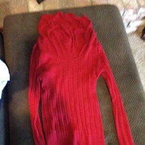Red turtleneck sweater